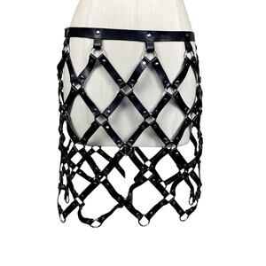 Leather O Ring Bondage Fetish Harness Goth Emo Grunge Skirt Nu Metal Sz L